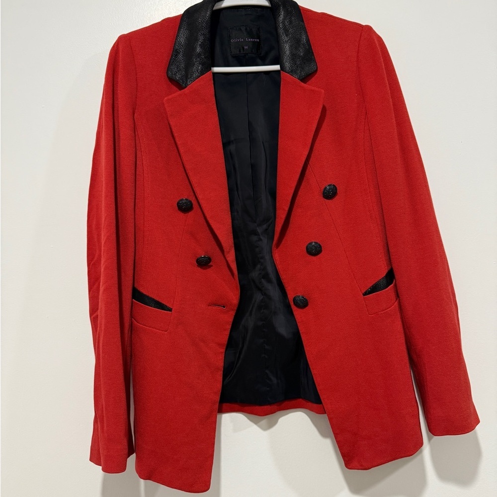 Olivia‎ Lauren burnt orange/red Blazer with Black Collar - Picture 4 of 5